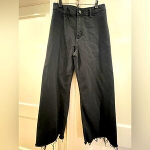 Zara Sailor Style Black Jeans Raw Hem size 10